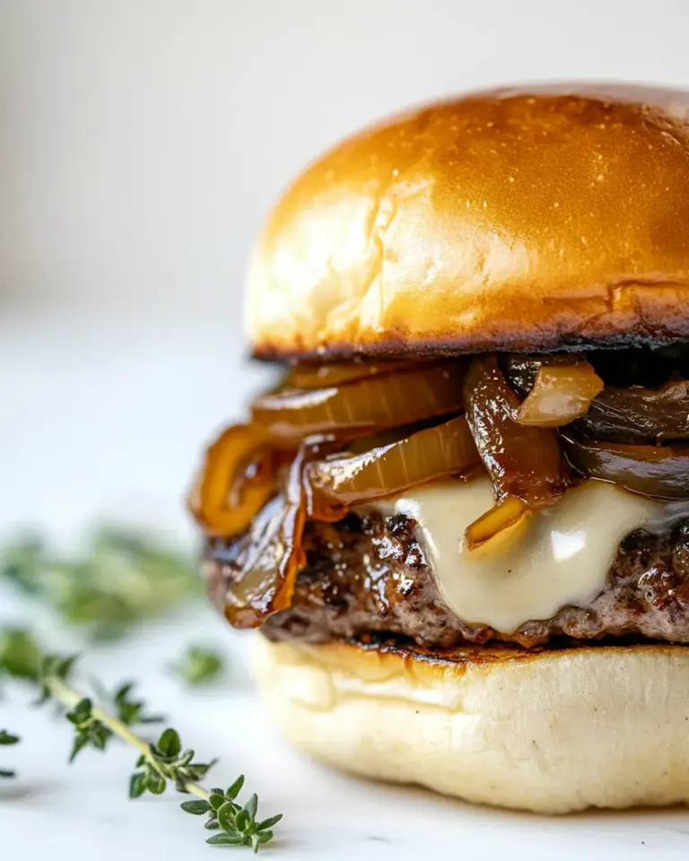 Homemade Caramelized Onion Swiss Burgers photo