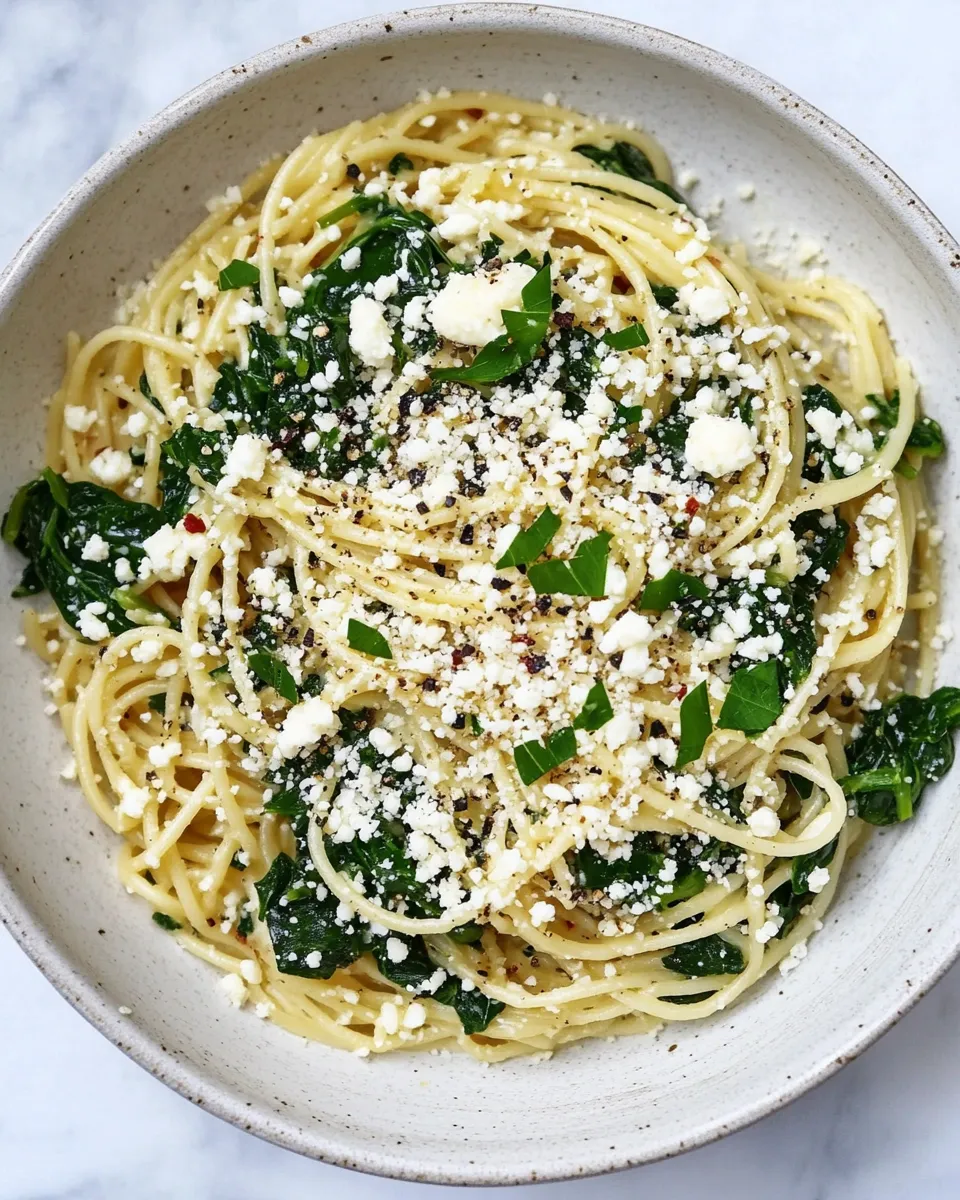 Ultimate Caramelized Shallot, Spinach and Goat Cheese Garlic Butter Pasta. shot