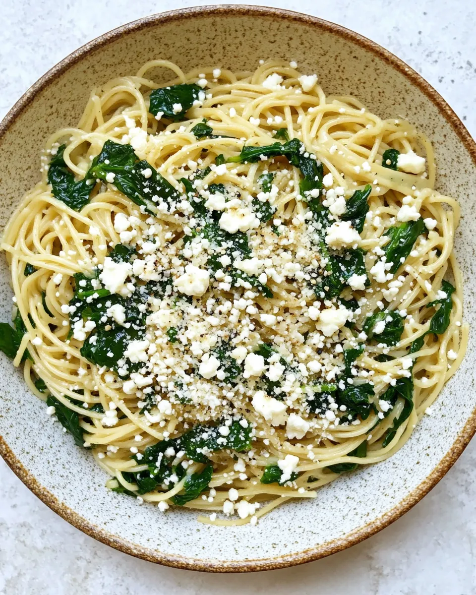 Classic Caramelized Shallot, Spinach and Goat Cheese Garlic Butter Pasta. image