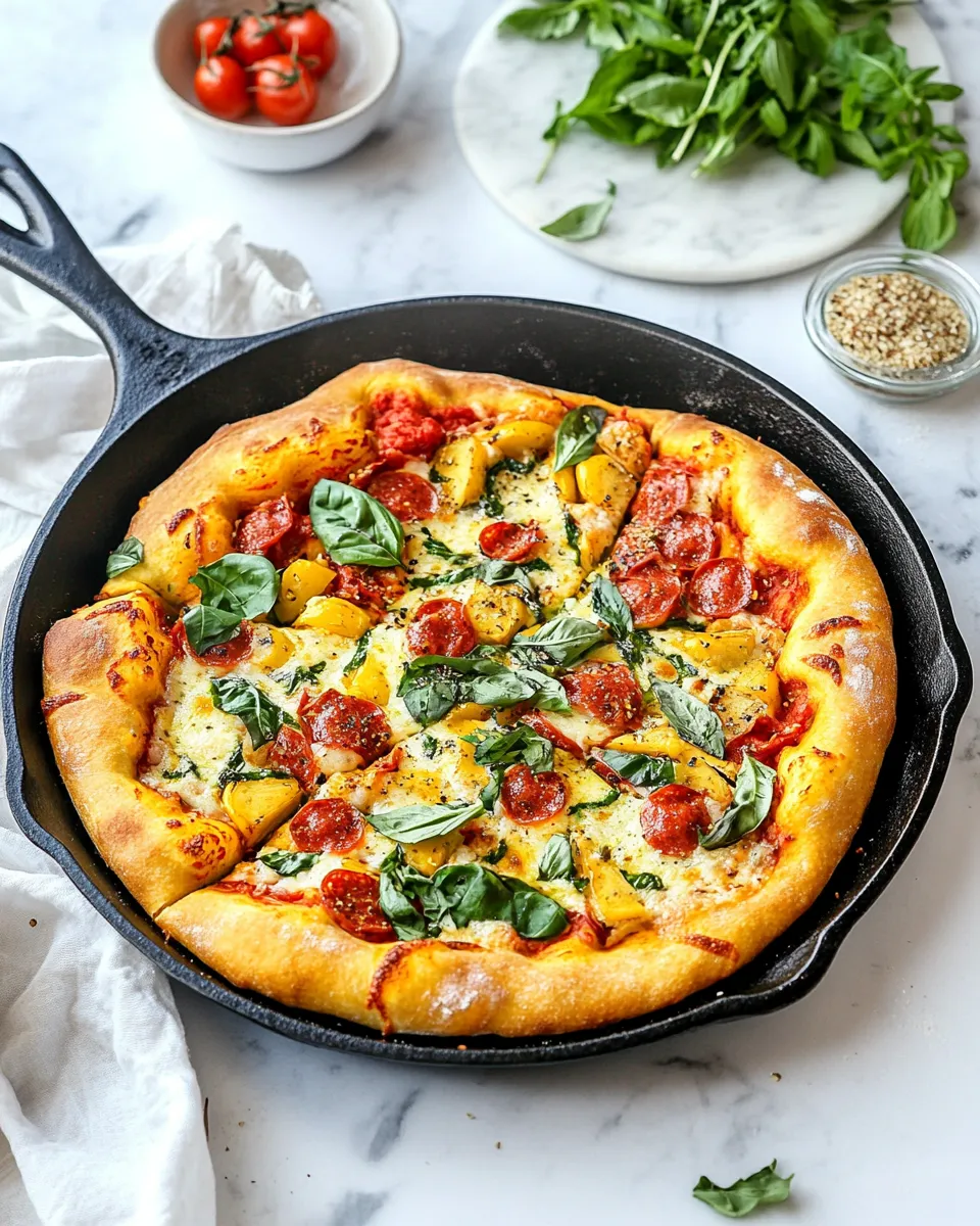 Delicious Cast Iron Skillet Pizza shot