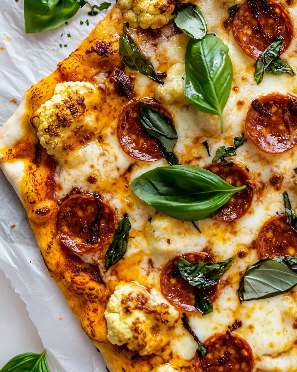 Healthy Cauliflower Pepperoni Cheese Pizza. image
