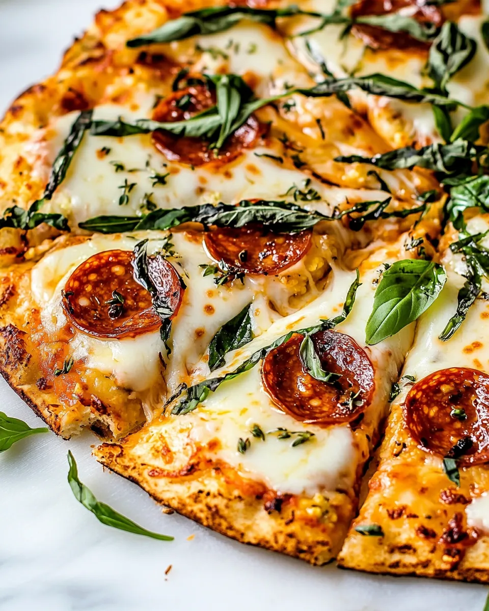 Healthy Cauliflower Pepperoni Cheese Pizza. photo