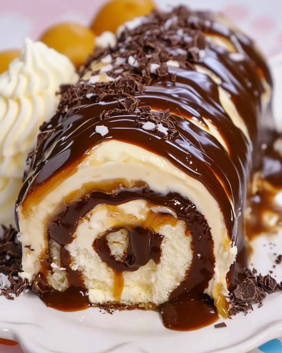 Delicious Cheese Roulade with Caramel Chocolate Glaze image