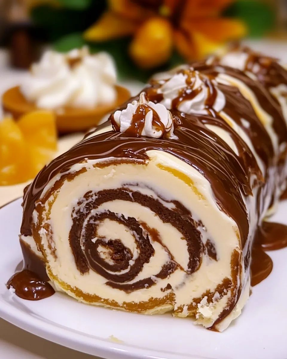 Classic Cheese Roulade with Caramel Chocolate Glaze shot