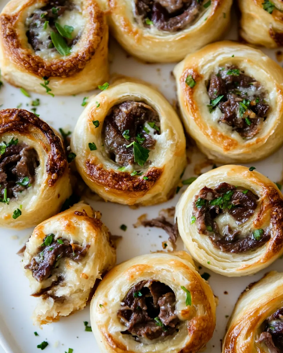 Delicious Cheese Steak Pinwheels shot