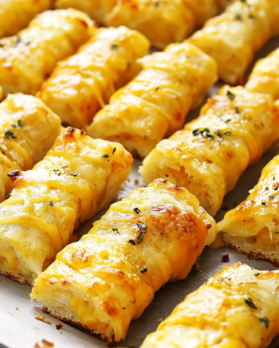 Delicious Cheesy Cheddar Garlic Breadsticks recipe image