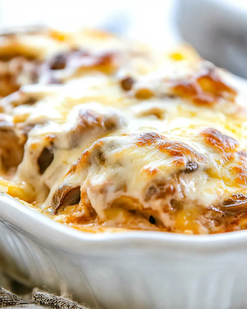 Easy Cheesy Chicken with Mushrooms food shot
