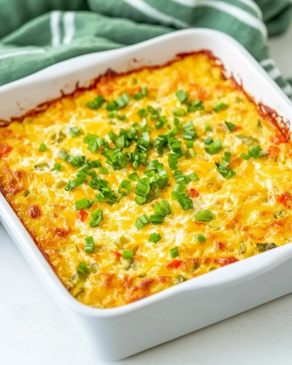 Delicious Cheesy Green Chile Breakfast Casserole recipe photo