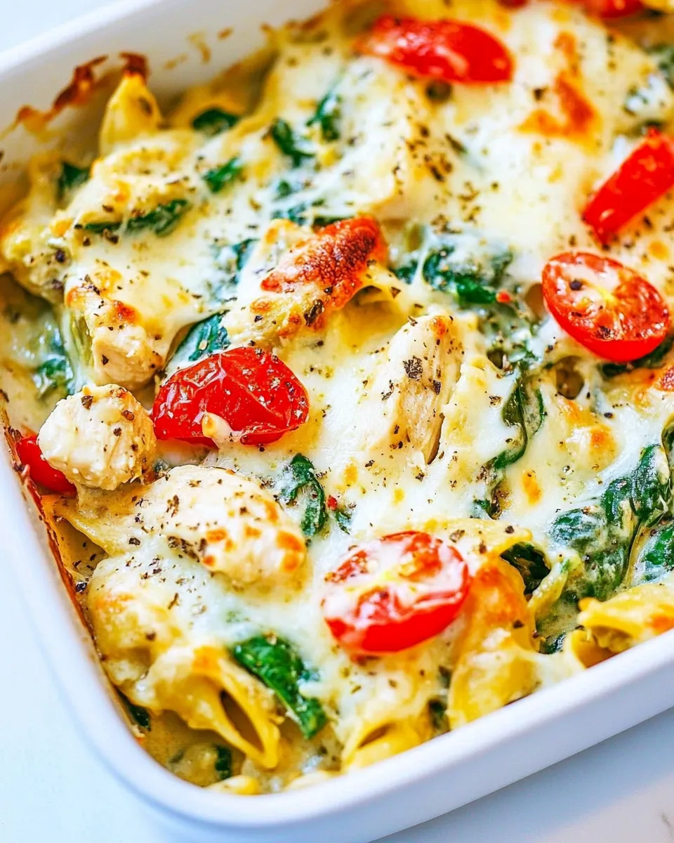 Delicious Cheesy Spinach and Artichoke Chicken Pasta image