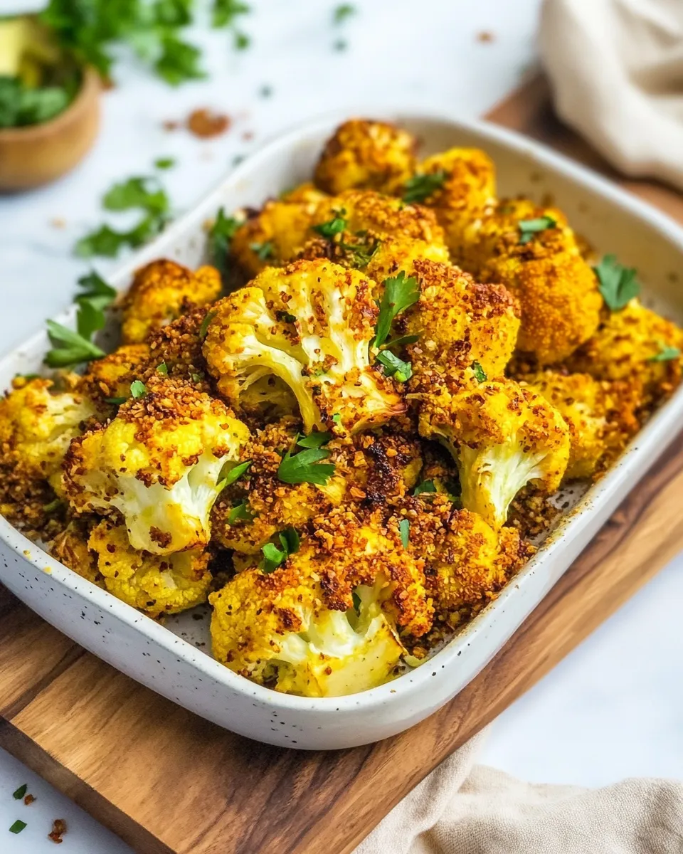 Delicious Cheesy Vegan Roasted Cauliflower image