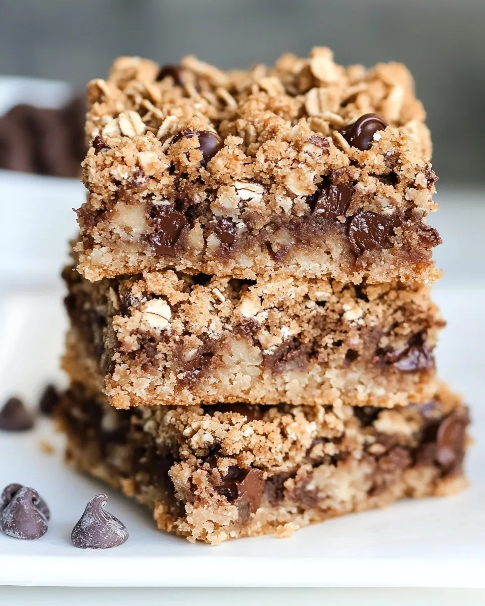 Quick Chewy Chocolate Chip Blondies with Oatmeal Cookie Streusel. recipe photo