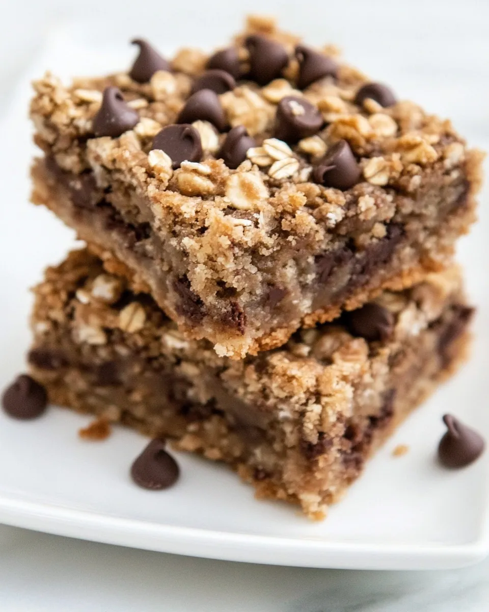 Amazing Chewy Chocolate Chip Blondies with Oatmeal Cookie Streusel. dish image