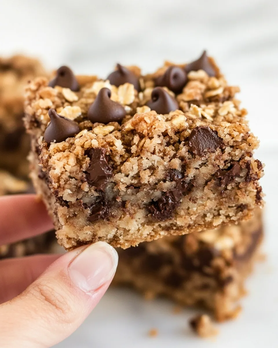 Best Chewy Chocolate Chip Blondies with Oatmeal Cookie Streusel. photo