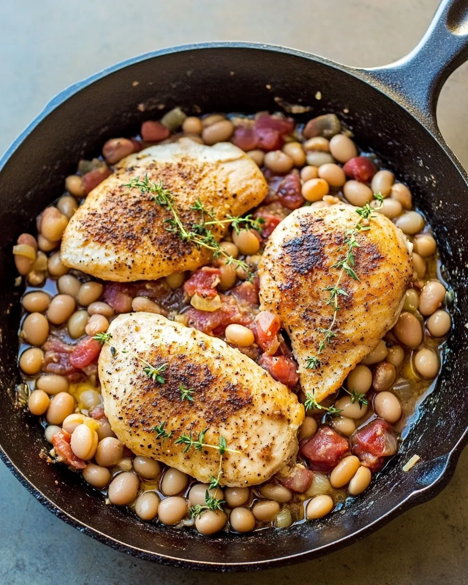 Healthy Chicken Cannellini Bean Skillet shot