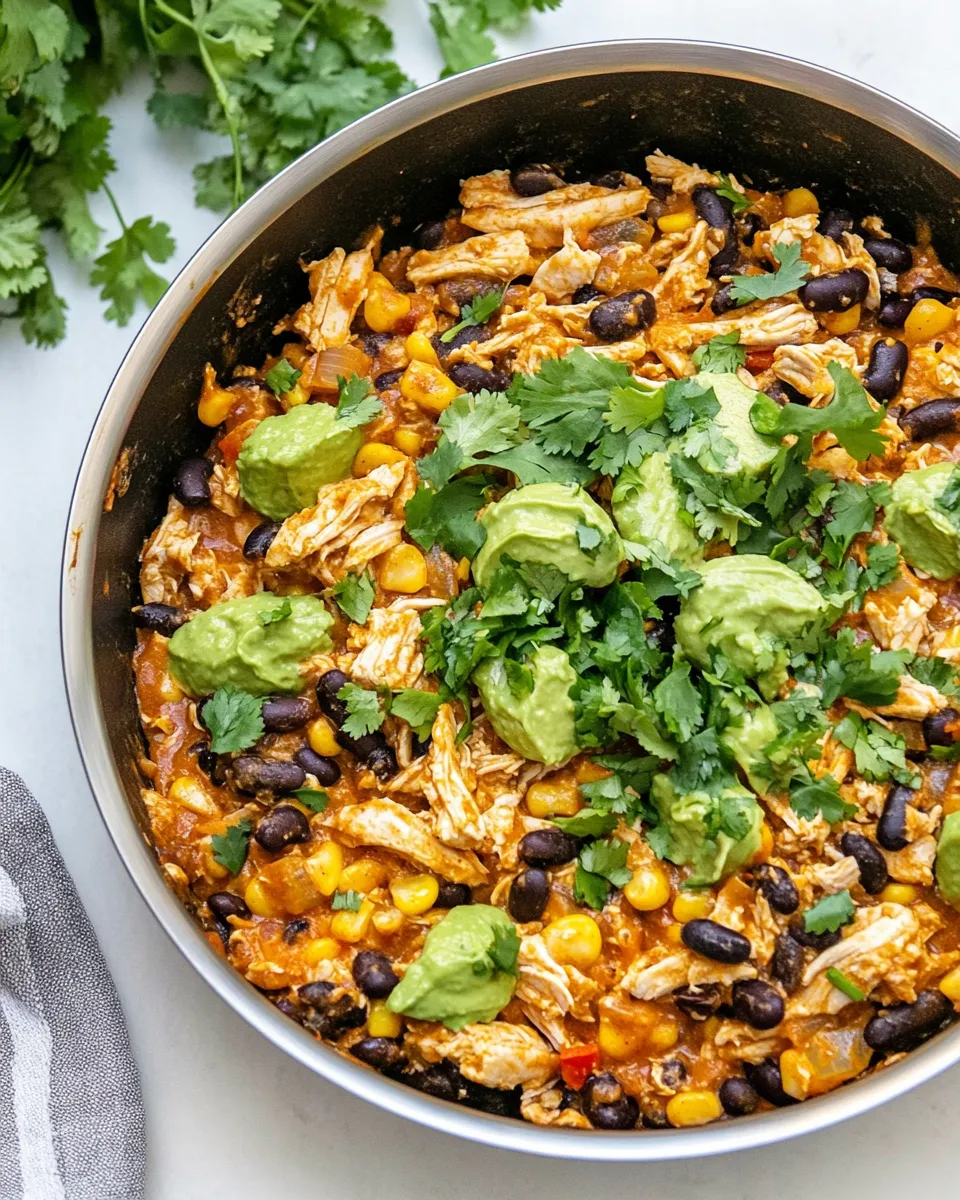 Healthy Chicken Enchilada Skillet (20 min meal) food shot