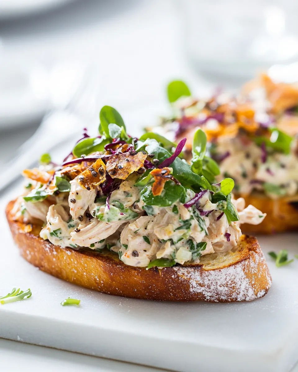 Easy Chicken Salad Tartine Toasts recipe photo