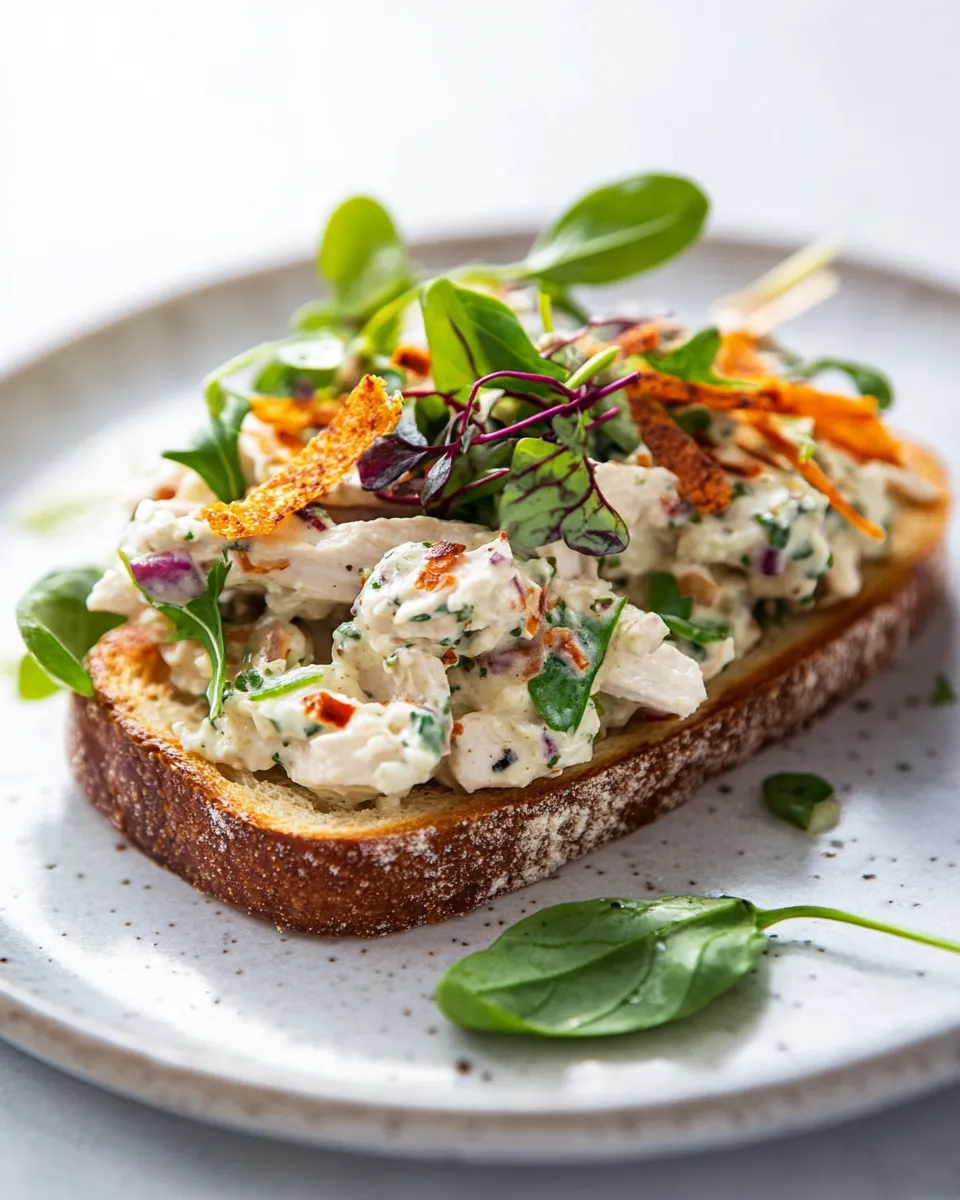 Delicious Chicken Salad Tartine Toasts shot