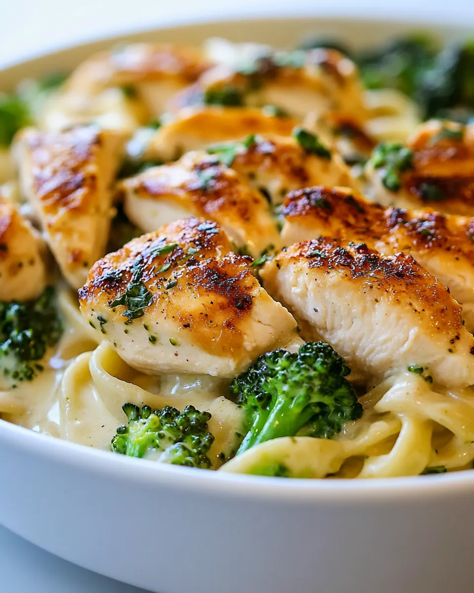 Delicious Chicken and Broccoli Alfredo shot