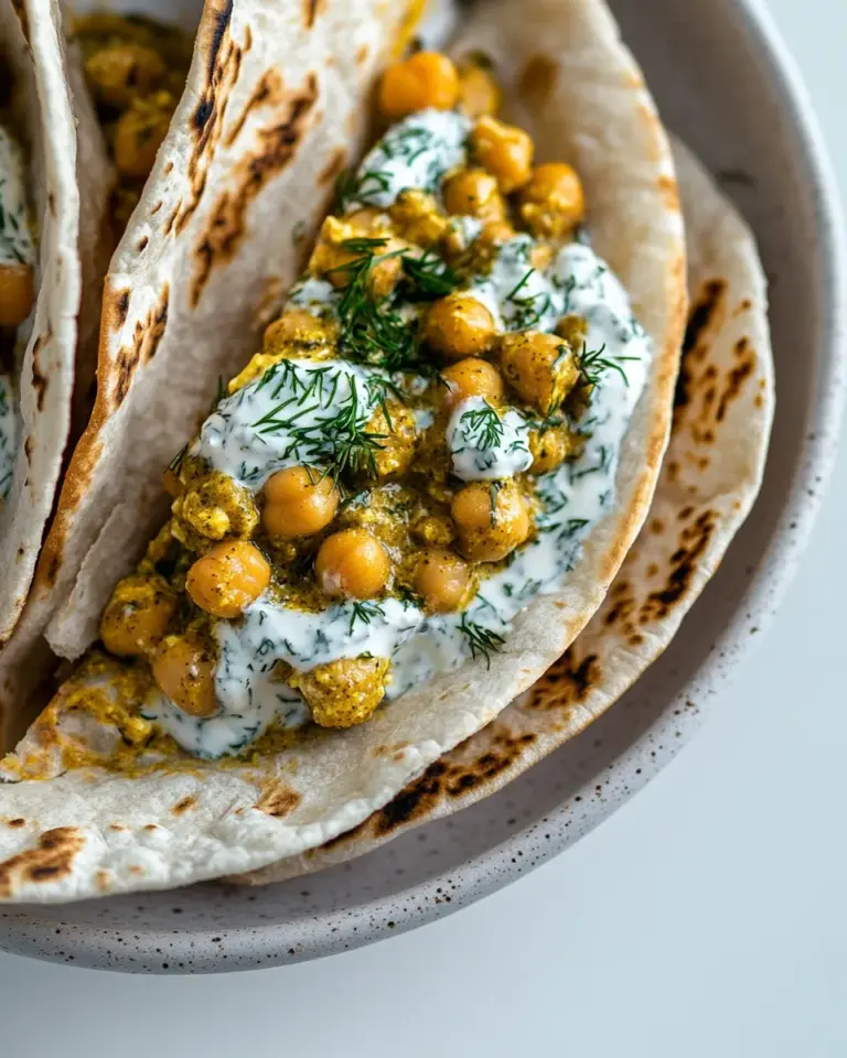 Homemade Chickpea Curry Stuffed Pita with Dill Yogurt photo