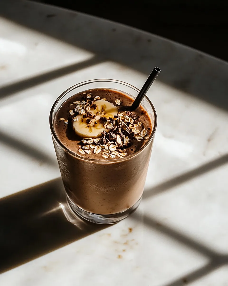 Healthy Chocolate Banana Oat Breakfast Smoothie recipe photo