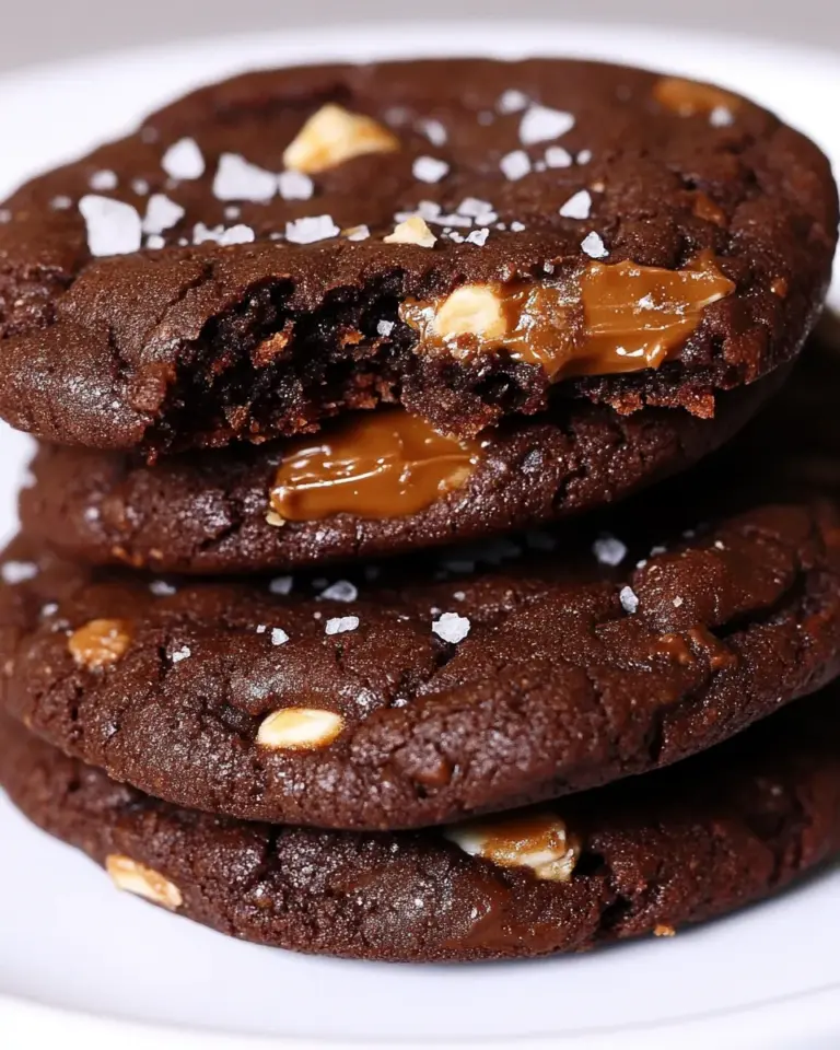 Homemade Chocolate Caramel Cookies with Sea Salt photo