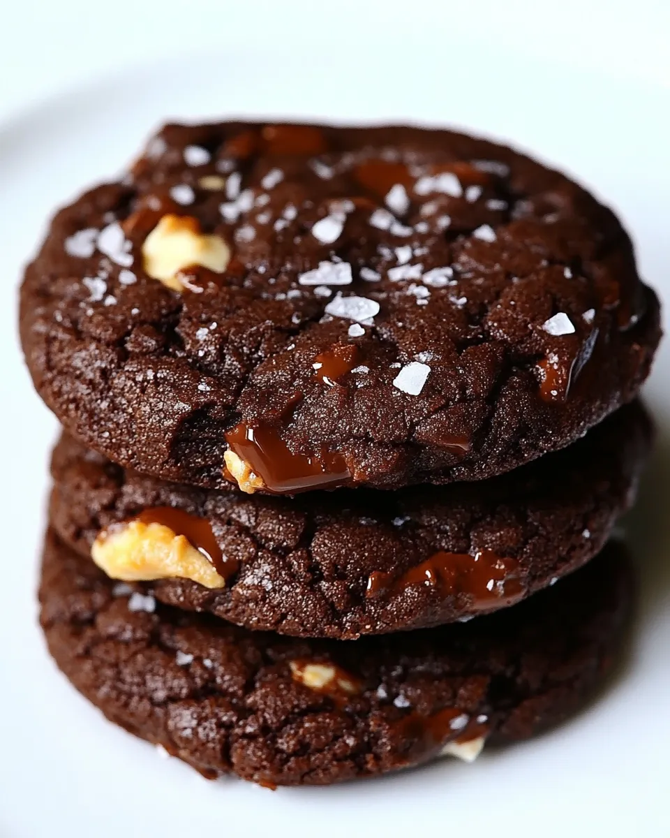 Delicious Chocolate Caramel Cookies with Sea Salt image