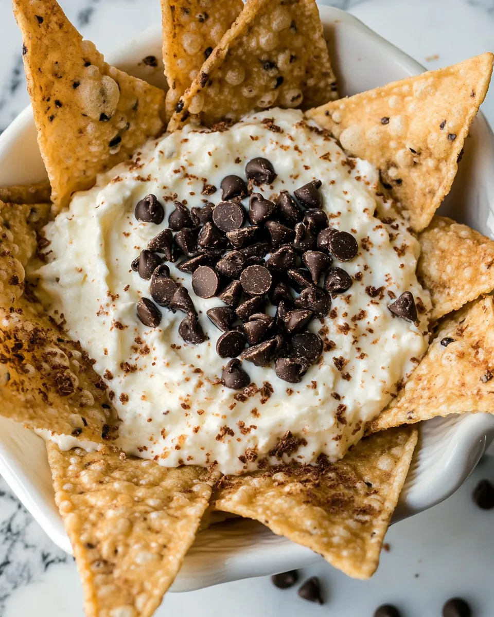 Homemade Chocolate Chip Cannoli Dip with Wonton Chips photo