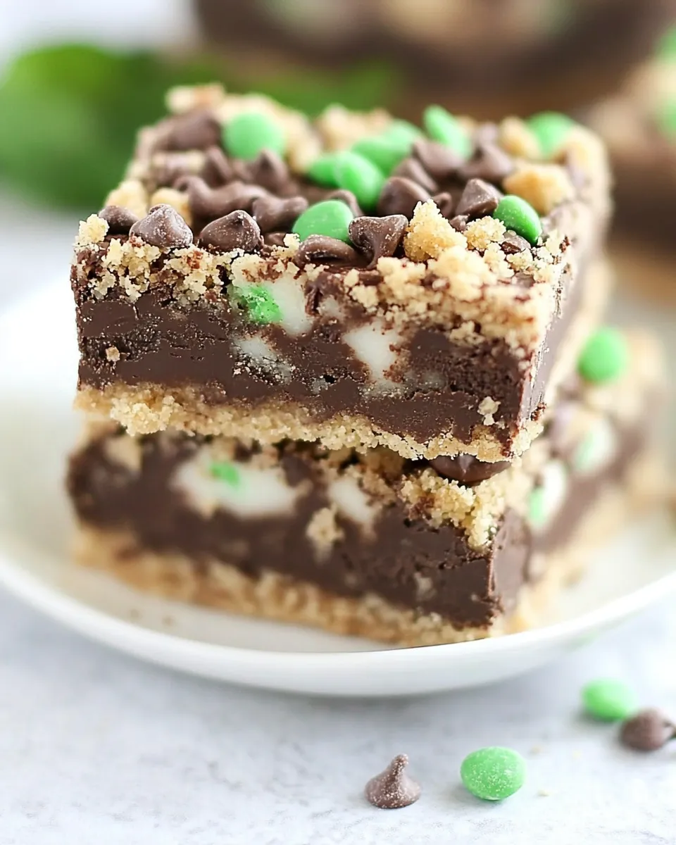 Delicious Chocolate Mint Fudge Crumb Bars image