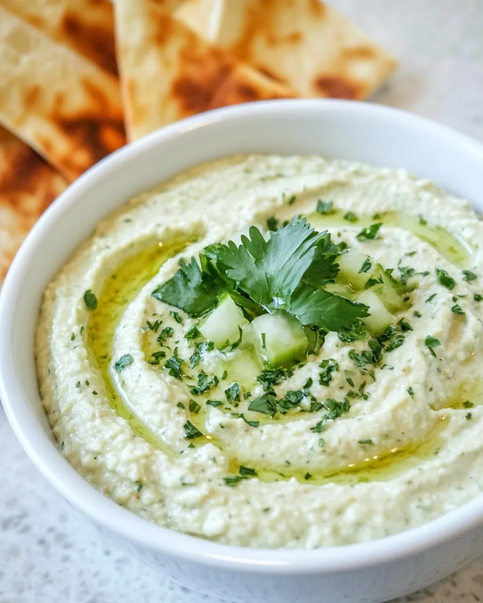 Healthy Cilantro Lime White Bean Hummus. image