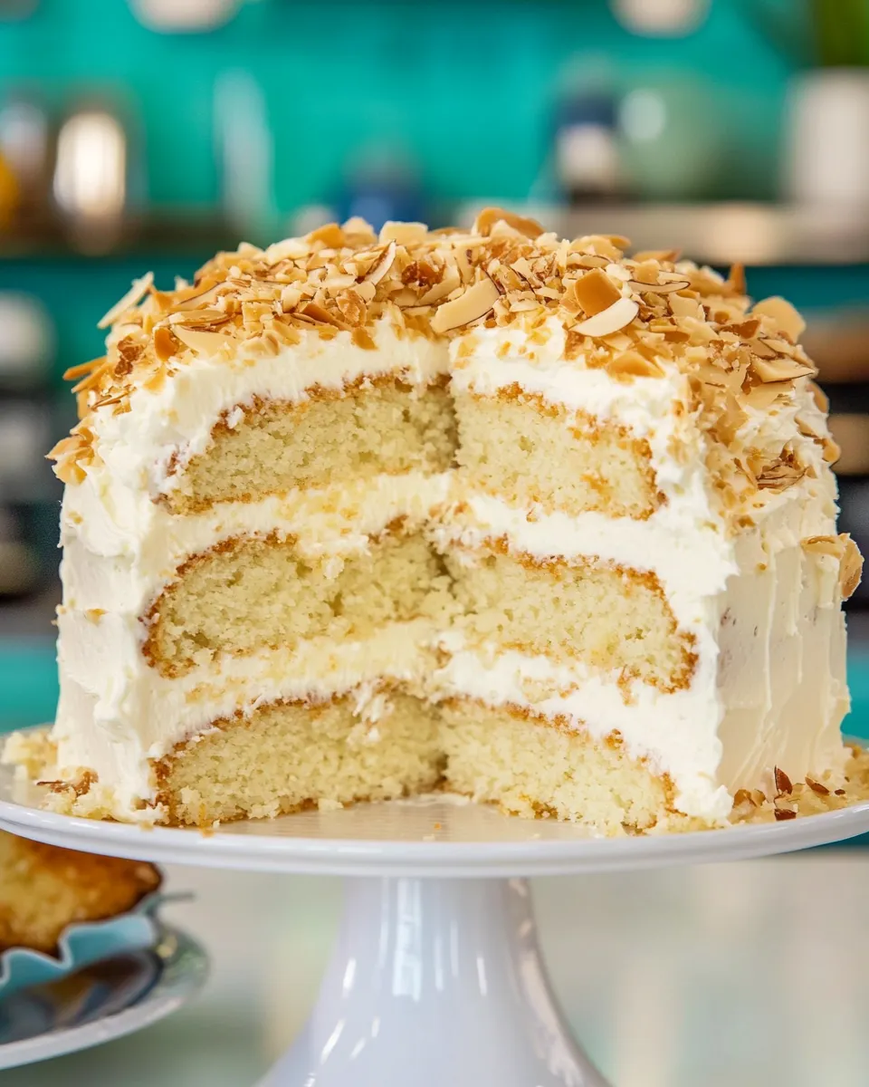 Homemade Coconut Almond Cream Cake photo
