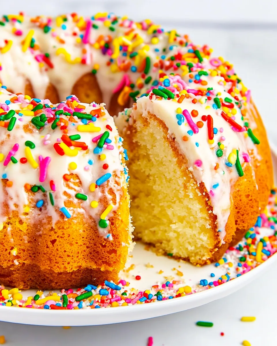 Delicious Copycat Birthday Bundt Cake shot