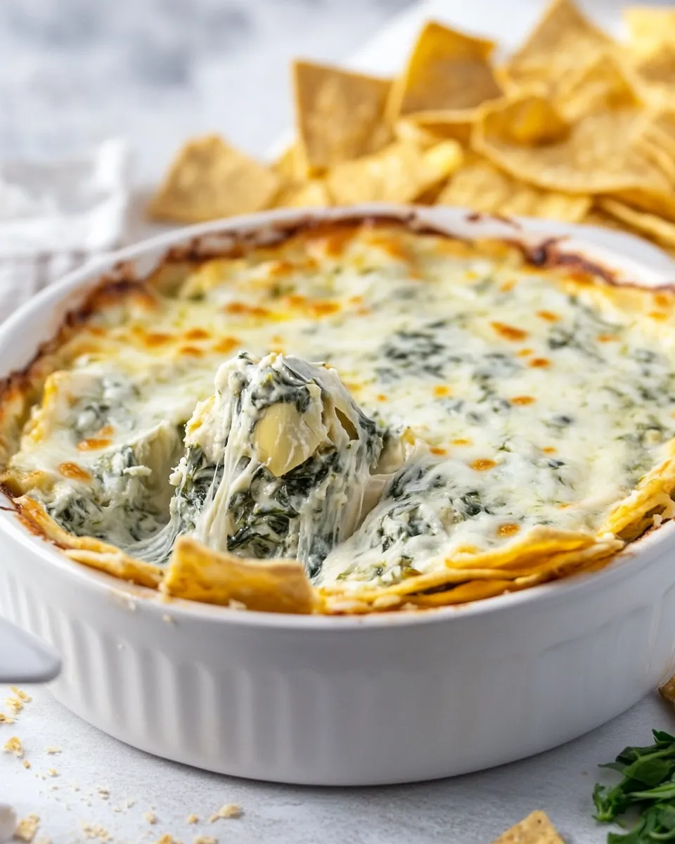 Easy Creamy Baked Spinach Artichoke Dip recipe photo