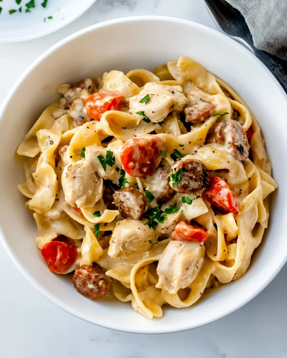 Easy Creamy Chicken and Chorizo Pasta (no tomato) recipe photo