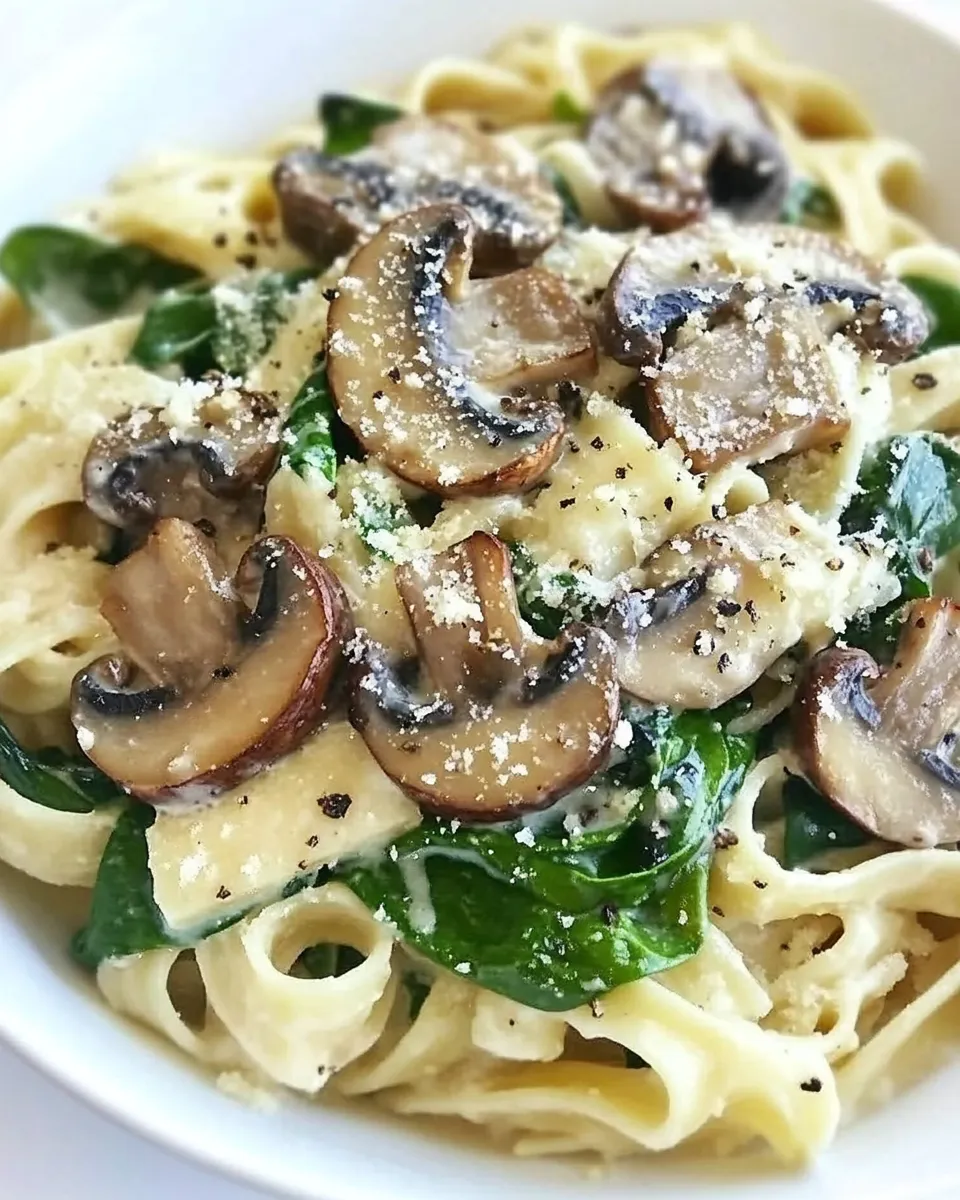 Easy Creamy Goat Cheese Pasta with Spinach & Roasted Mushrooms recipe photo