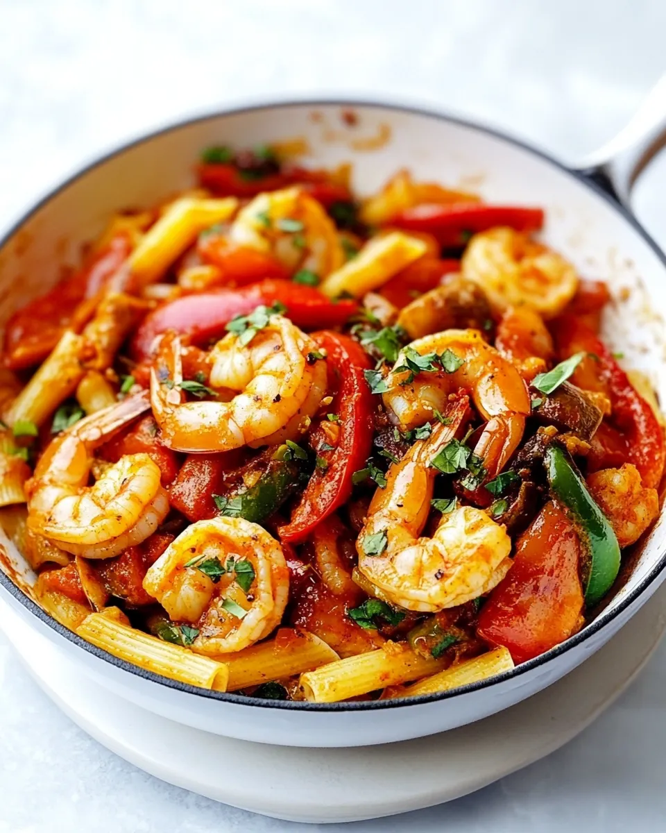 Homemade Creamy Shrimp Fajita Pasta Skillet recipe photo