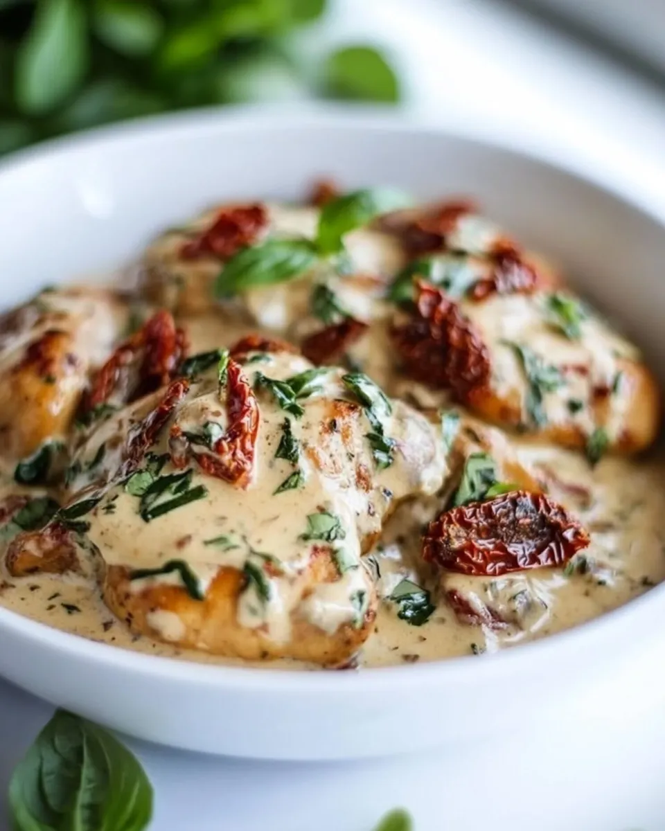 Classic Creamy Sun Dried Tomato and Basil Chicken image