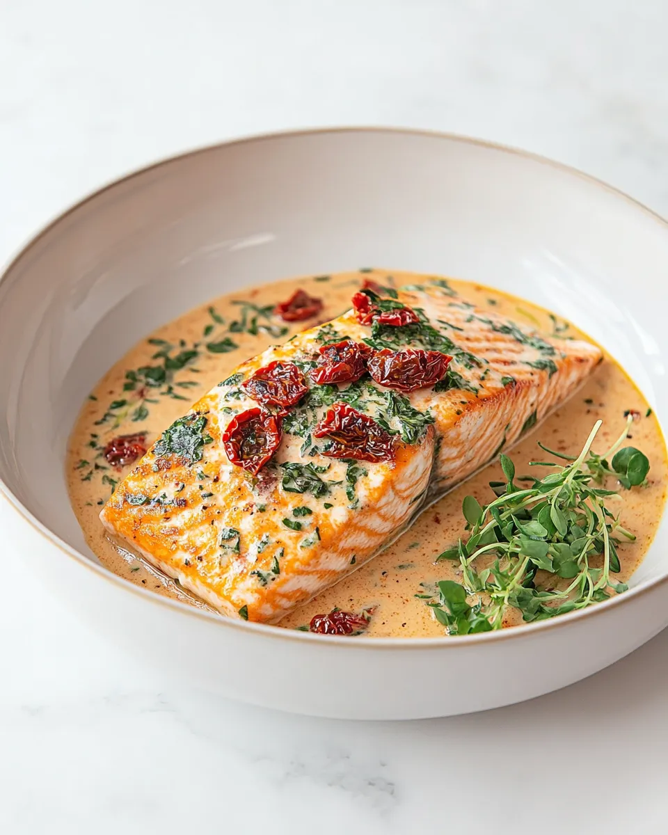 Easy Creamy Tuscan salmon with sun-dried tomatoes recipe photo