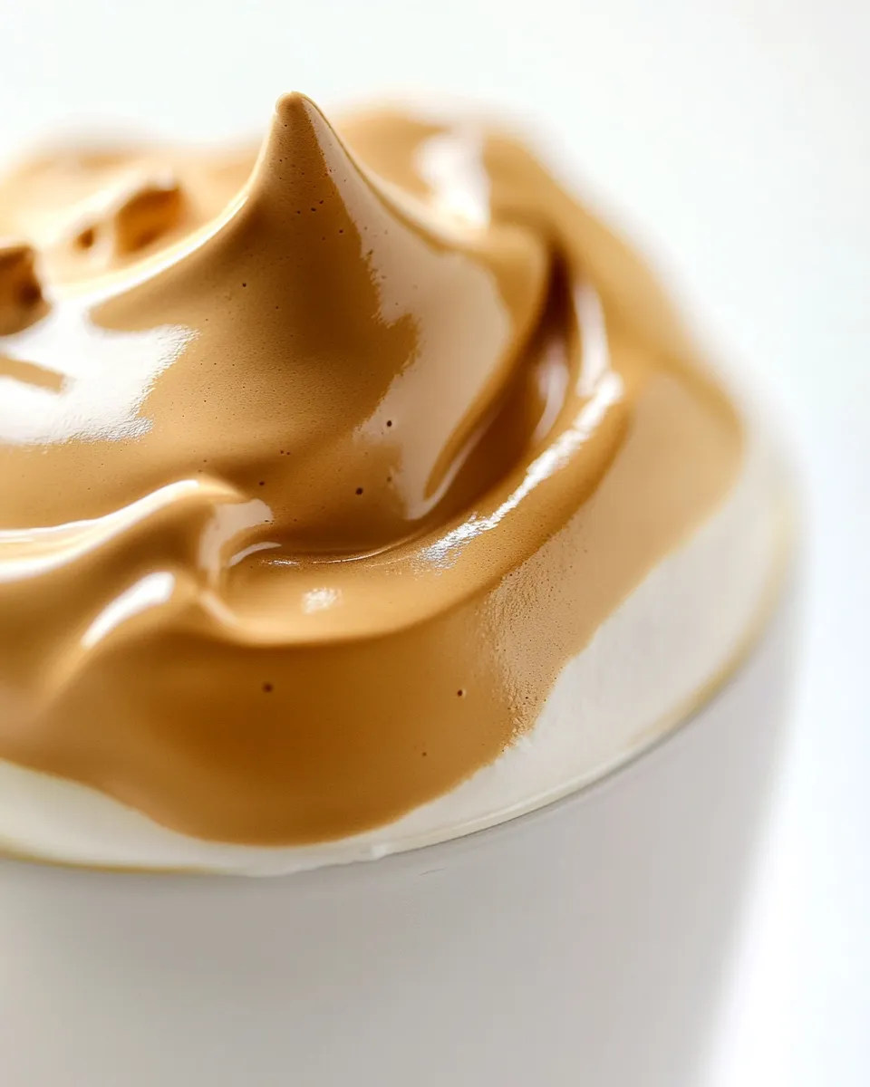 Delicious Dalgona Coffee (Whipped Coffee) food shot