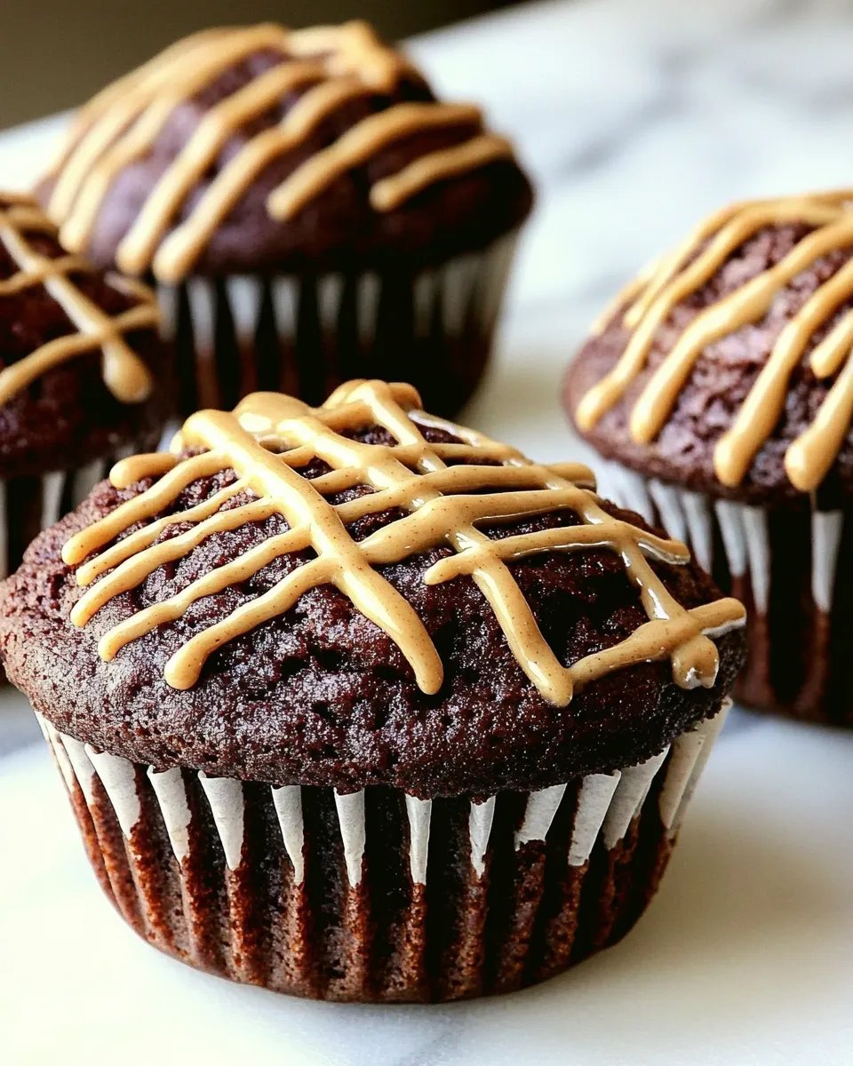 Best Double Chocolate Muffins with Peanut Butter Glaze Recipe shot
