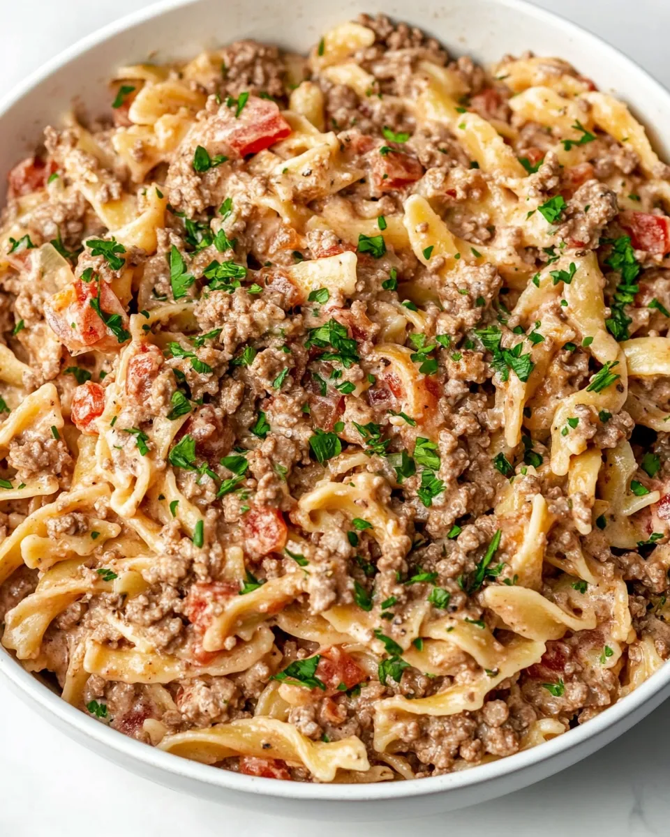 Delicious Easy Creamy Ground Beef Pasta recipe photo