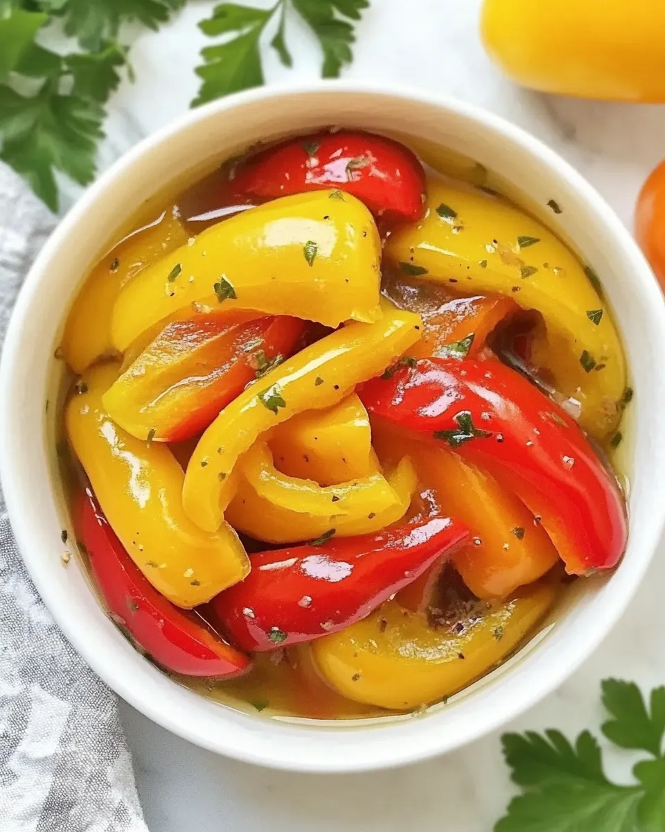 Delicious Easy Marinated Roasted Peppers Recipe shot