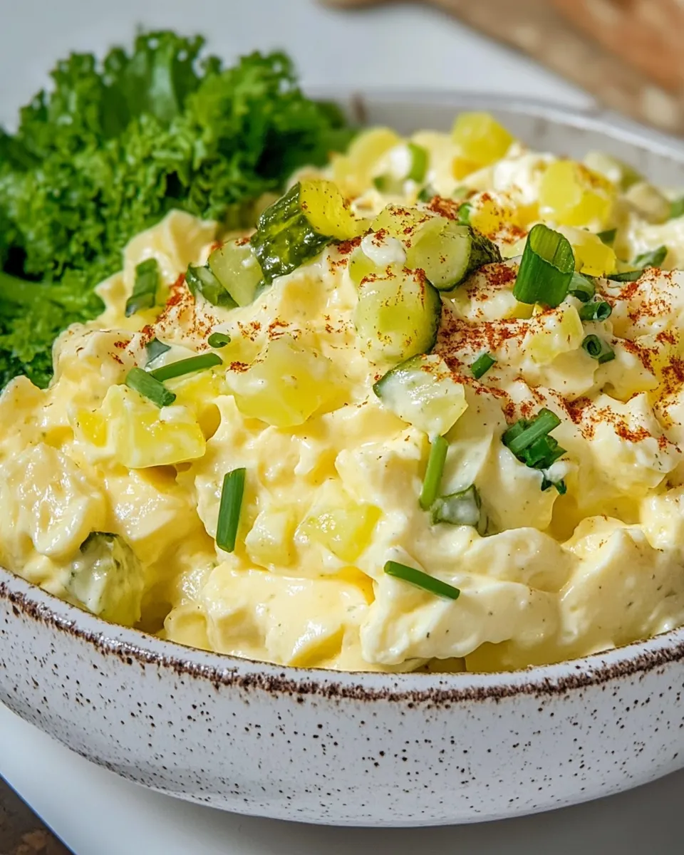 Delicious Egg Salad With Pickles shot