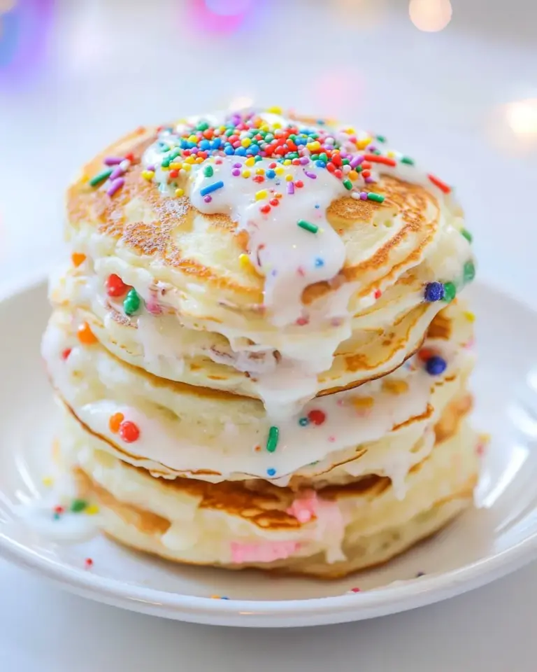 Homemade Fluffy Pancakes With Birthday Sprinkles photo