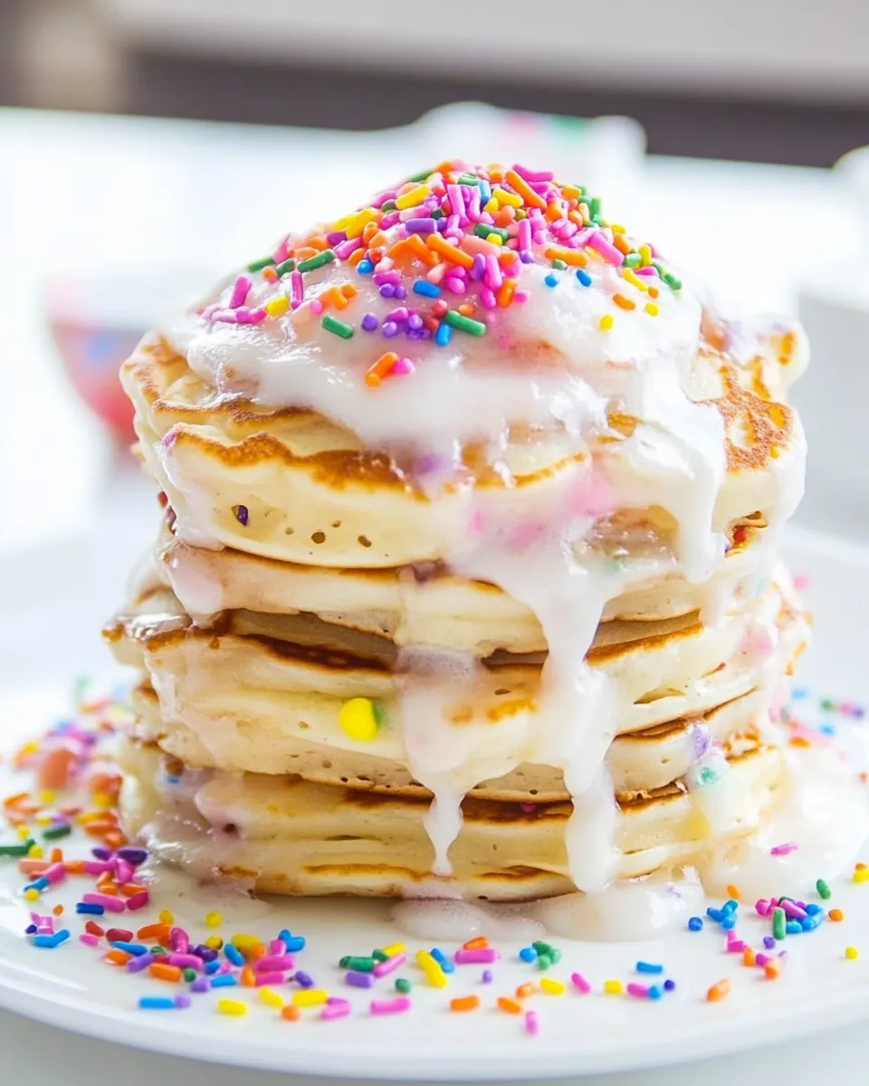 Classic Fluffy Pancakes With Birthday Sprinkles image