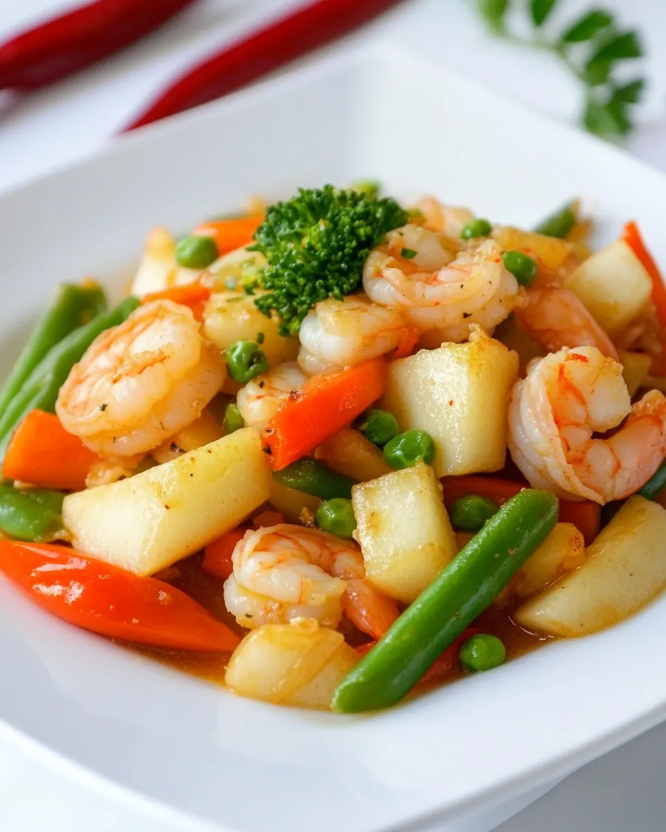 Homemade Fresh Pear and Shrimp Stir Fry Recipe photo