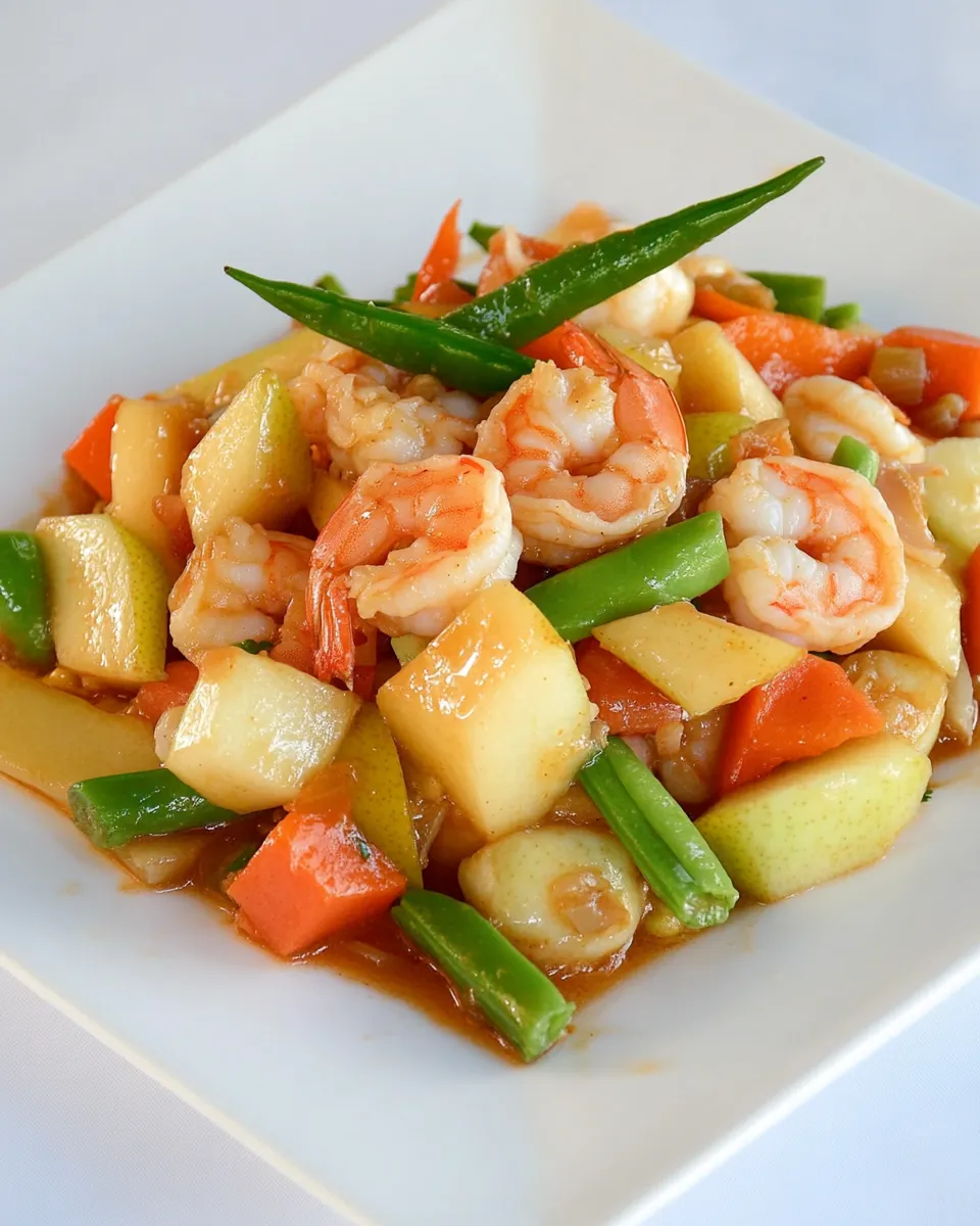 Quick Fresh Pear and Shrimp Stir Fry Recipe shot