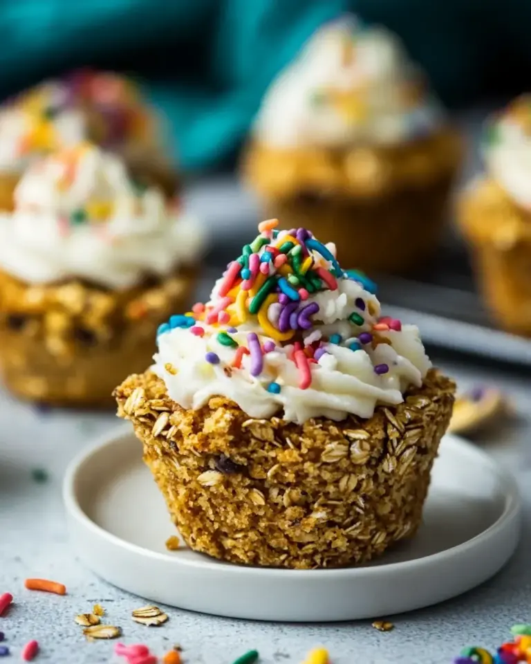 Homemade Funfetti Baked Oatmeal Cupcakes photo