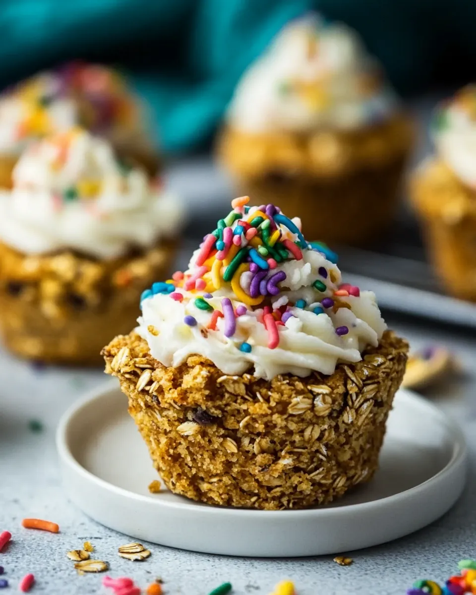 Homemade Funfetti Baked Oatmeal Cupcakes photo
