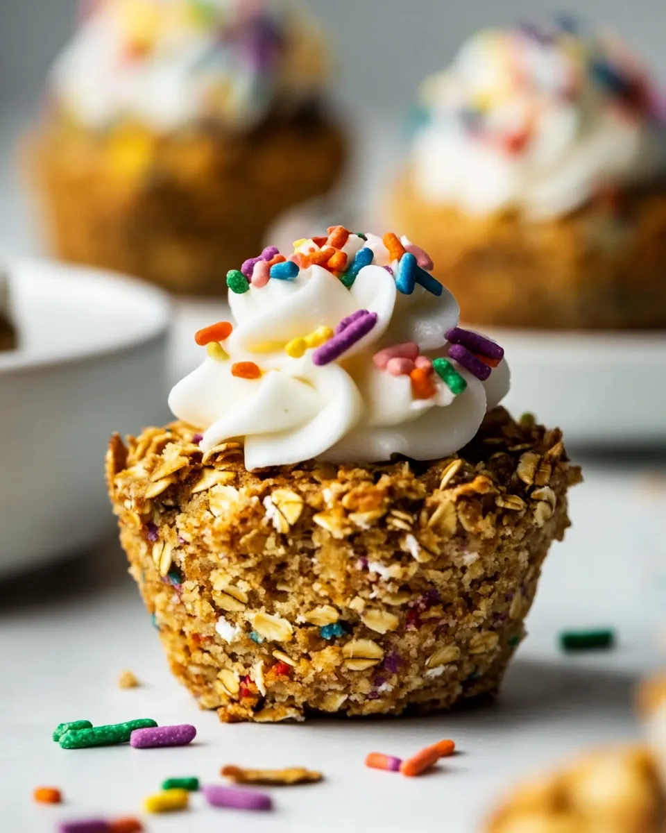 Easy Funfetti Baked Oatmeal Cupcakes recipe photo