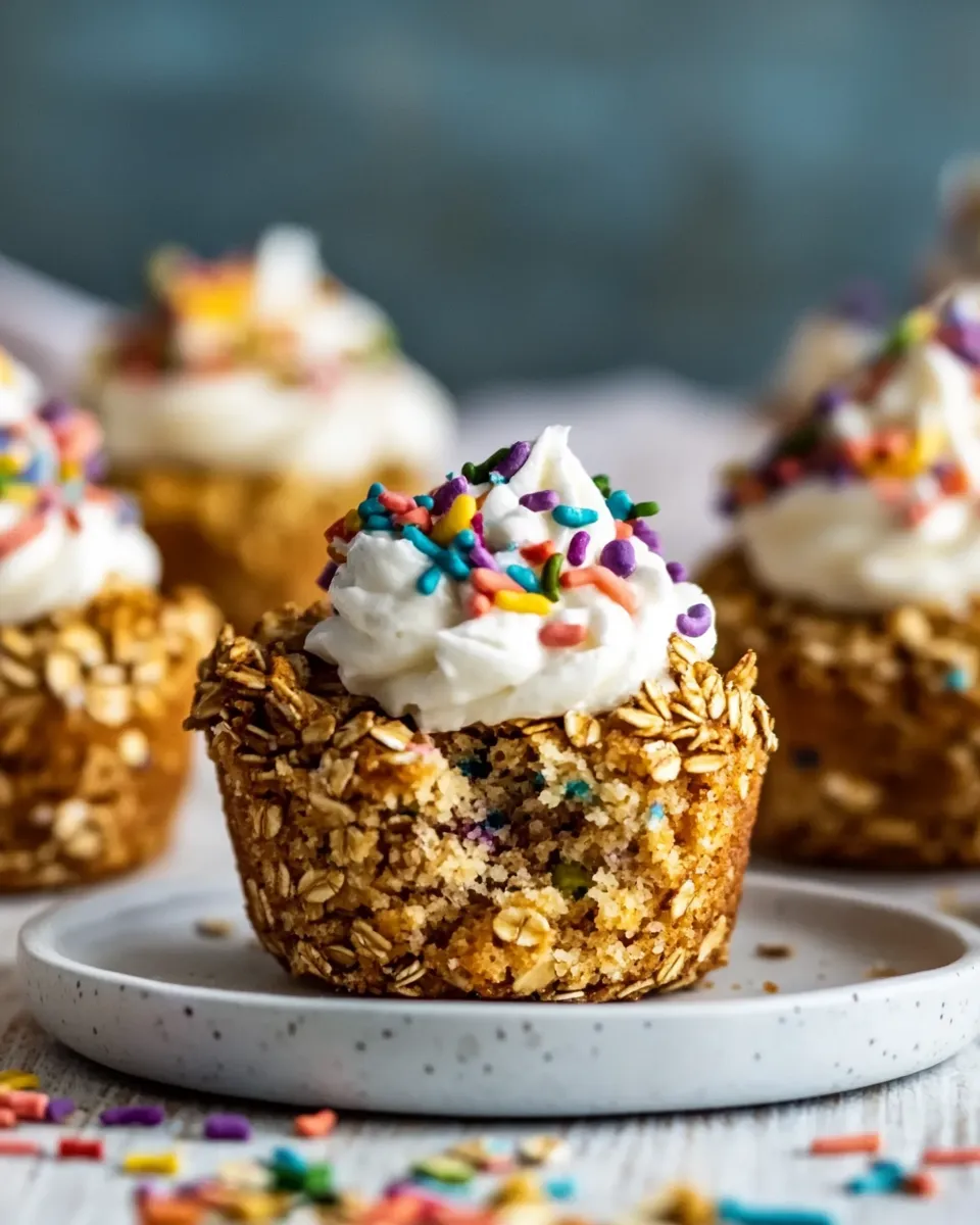 Tasty Funfetti Baked Oatmeal Cupcakes shot